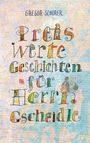 Titel: "Preiswerte Geschichten für Herrn Gscheidle". Bunte, verschnörkelte Schrift über einer pastellfarbenen Collage.