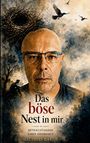 "Das böse Nest in mir. Betrachtungen einer Krankheit. Matthias Hartje." Illustration: Mann mit Brille, Raben und Nest.