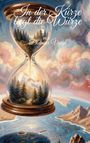 „In der Kürze liegt die Würze“ von Dietmar Voigt. Illustration einer Sanduhr mit Waldlandschaft, umgeben von Wolken.