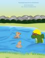 „Rumpelpumpel lernt schwimmen“, Text & Illustration von Patricia Hundhammer. Ein Drache schwimmt mit zwei Enten im Wasser.