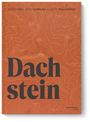 "Dachstein" in großer Schrift, umgeben von Namen und Höhenangaben auf orangefarbenem Hintergrund mit topografischen Linien.