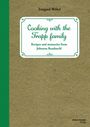 "Cooking with the Trapp family" und "Recipes and memories from Johanna Raudaschl" in grüner Schrift auf braunem Hintergrund.