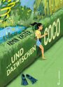 ARMIN KASTER ...UND DAZWISCHEN COCO. Eine Illustration zeigt ein Mädchen, das durch Hecken geht, mit Flossen am Boden.