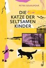 Text: "PETRA SOUKUPOVÁ", "DIE KATZE DER SELTSAMEN KINDER", "JUNGBRUNNEN". Illustration zeigt eine schwarze Katze.
