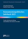 "Konsumentenpolitisches Jahrbuch 2025. Trends, Rechtsentwicklung und Judikatur der letzten zwei Jahre." Cover mit blauem Hintergrund und regenbogenfarbenem Streifen.