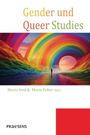 "Gender und Queer Studies", "Maria Irod & Maria Pober (Hg.)" auf weißem Hintergrund, bunte Regenbogen-Landschaft.