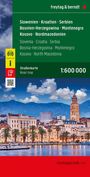 : Slowenien - Kroatien - Serbien - Bosnien-Herzegowina - Montenegro - Kosovo - Nordmazedonien, Straßenkarte 1:600.000, freytag & berndt, KRT
