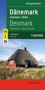 "Dänemark. Grönland · Färöer. 1:400 000 Straßenkarte. Freytag & Berndt." Gebäude mit Strohdach auf grüner Wiese.