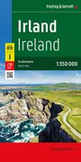 "Irland Ireland, Straßenkarte Road map, 1:350 000." Ein Küstenpanorama mit Klippen und Meer, grüner Landschaft und Straße.
