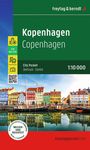 „Kopenhagen Copenhagen“, Karte von freytag & berndt, mit bunten Häusern am Wasser und diversen Symbolen.