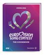 Text: "Vienna 2026", "Eurovision Song Contest", "The Cookbook". Ein Herz mit Gabel und Messer, lila und blaue Töne.