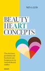 "BEAUTY HEART CONCEPTS" von Mina Leis; Buchcover mit buntem Herzsymbol auf gelbem und blauem Hintergrund.