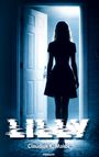 Der Text "LILLY" und "Claudius K. Makoi" steht unter einer Tür, durch die eine Person in einem blauen Licht geht.