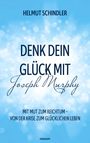 „Helmut Schindler, Denk dein Glück mit Joseph Murphy, Mit Mut zum Reichtum – von der Krise zum glücklichen Leben“ auf blauem Hintergrund.