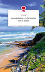 Text: "E. Danis, Anekdoten – Life Stories von E. Danis, story.one – Life is a story." Küstenlandschaft mit Palmen und blauem Himmel.