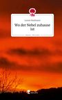 Text: "Leonie Riedmann. Wo der Nebel zuhause ist. story.one – Life is a story." Illustration: Roter Himmel, schwarzer Baum im Vordergrund.