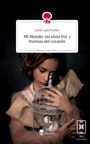 „Mi Mundo: mi alma Vol. 1“ von Karin Lara Fischer. Eine Frau hält einen Vogelkäfig und Briefe mit einem sanften Ausdruck.