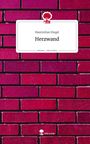 Text: "Maximilian Riegel, Herzwand, story.one – Life is a story." Ein rotes Backsteinmuster mit einem Baum-Logo.