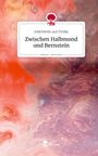 „Zwischen Halbmond und Bernstein“ von Josephine und Tugba. Künstlerischer Hintergrund in fließendem Rot und Orange.