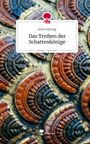 „Das Treiben der Schattenkönige“ von Aline Gühring, darauf keramische Muster in Blau und Braun.