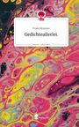 "Franz Brunner, Gedichteallerlei, story.one – Life is a story." Bunte Marmor-Musterung mit leuchtenden Gelb, Rosa und Blau.