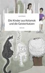 „Die Kinder aus Kelamok und die Geisterkatzen, story.one.“ Illustration mit Katzen und Menschen vor einem Zaun.