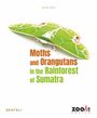 Titel: "Moths and Orangutans in the Rainforest of Sumatra". Nahaufnahme eines grünen Blattes mit Motte. Logos: Benteli, Zoo Zürich.