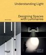 "Understanding Light - Designing Spaces with Luminaires" von Heinrich Süess. Links leuchtende Röhren, rechts Lichtprojektion.