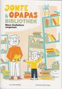 Titel: "Jonte & Opapas Bibliothek: Wenn Großeltern vergessen". Illustration zeigt Opa mit Buch, Kind zeigt auf Bücherregal.