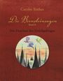 Carolin Rother, Die Bernsteinsagen Band II, Die Drachen des Dolchgebirges. Illustration: Drei bunte Drachen über einem Gebirge.