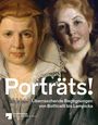 "Porträts! Überraschende Begegnungen von Botticelli bis Lempicka." Zwei Porträtmalereien von Personen in historischer Kleidung.