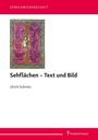 Text: "SPACHWISSENSCHAFT", "Sehflächen – Text und Bild", "Ulrich Schmitz". Gemälde mit ornamentalem Rahmen und Figur.