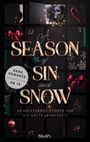 "A Season of Sin and Snow", Dark Romance, ab 18, 24 Storys, Weihnachtskalenderästhetik mit Schleifen und Schneeflocken.