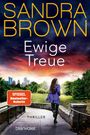 SANDRA BROWN, Ewige Treue, Thriller. Skyline, Parkweg, Frau im Mantel joggt, dramatischer Himmel.