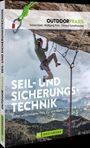 "SEIL- UND SICHERUNGSTECHNIK – Sicher unterwegs in Fels, Eis und Halle. Ein Kletterer hängt an Seilen unter einem Felsvorsprung."