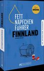 "Fettnäpfchenführer Finnland" in weißer Schrift, gelbes Logo "Das Original", Illustration einer Sauna, rote Stiefel und Mütze.