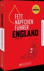 "Fettnäpfchenführer England" - Ein rotes Cover mit einem Gardisten, der Tee trinkt. Buchrücken: "England".