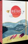 Titel: Mein Reisetagebuch. Text: Best Places Best Moments. Stilvolle, abstrakte Landschaft mit Booten.