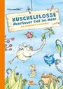 „Kuschelflosse: Abenteuer tief im Meer. Der rätselhafte Schlürfofant“. Illustration von niedlichen Meerestieren.