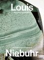 Text: "Louis Schwere und Schweben: vom Gegenstand zum Gedanken Niebuhr." Marmormuster mit Linien und Texturen.