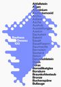 Weiße und schwarze Texte auf violettem Hintergrund: "Bauhaus Dessau 100" und eine Liste verschiedener Materialien.