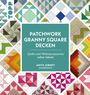 "PATCHWORK GRANNY SQUARE DECKEN", bunte, geometrische Quiltmuster im Hintergrund.