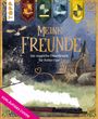 „Meine Freunde: Das magische Freundebuch für Potter-Fans.“ Eine Burg, ein Zug und eine Eule vor nächtlicher Kulisse.