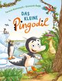"Das kleine Pingodil" steht unter zwei Namen. Ein Pinguin-Krokodil-Hybrid im Vordergrund, Papagei und Krokodile im Hintergrund.