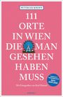 Text: "Peter Eickhoff, 111 Orte in Wien die man gesehen haben muss, Mit Fotografien von Karl Haimel." Ferris Wheel-Illustration.