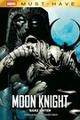 "MOON KNIGHT, GANZ UNTEN, CHARLIE HUSTON | DAVID FINCH" steht, begleitet von einer dunklen, mystischen Figur mit blau leuchtenden Augen.