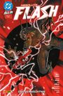 "Absolute Flash: Das Vermächtnis". Ein Held kämpft in dynamischer Pose gegen ein riesiges, horniges Monster. Rot dominierte Farben.