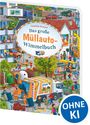 "Das große Müllauto-Wimmelbuch" von Joachim Krause. Bunte Straßenszene mit vielen Menschen, Müllwagen und Alltagssituationen.
