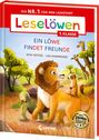 "Die Nr. 1 für den Lesestart. Leselöwen 1. Klasse. Ein Löwe findet Freunde. Cover: Löwe mit Schildkröte und Erdmännchen.