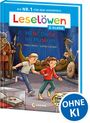 "Leselöwen 2. Klasse: Hilfe! Diebe im Museum" von Heiko Wolz, Larisa Lauber. Zwei Kinder laufen in einem Museum.